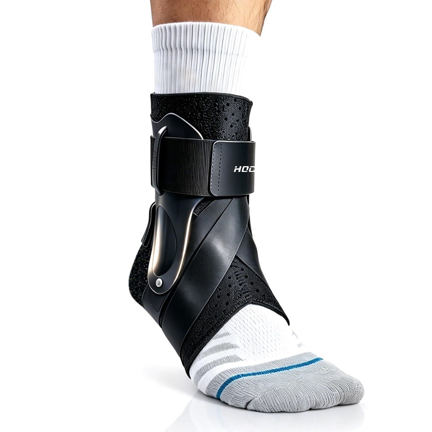 Hocafer Tobillera para mujeres y hombres, soporte de tobillo esguince para Aquiles, tendones, esguinces, recuperación de lesiones, soporte de tobillo para correr, baloncesto, fútbol L, derecha)