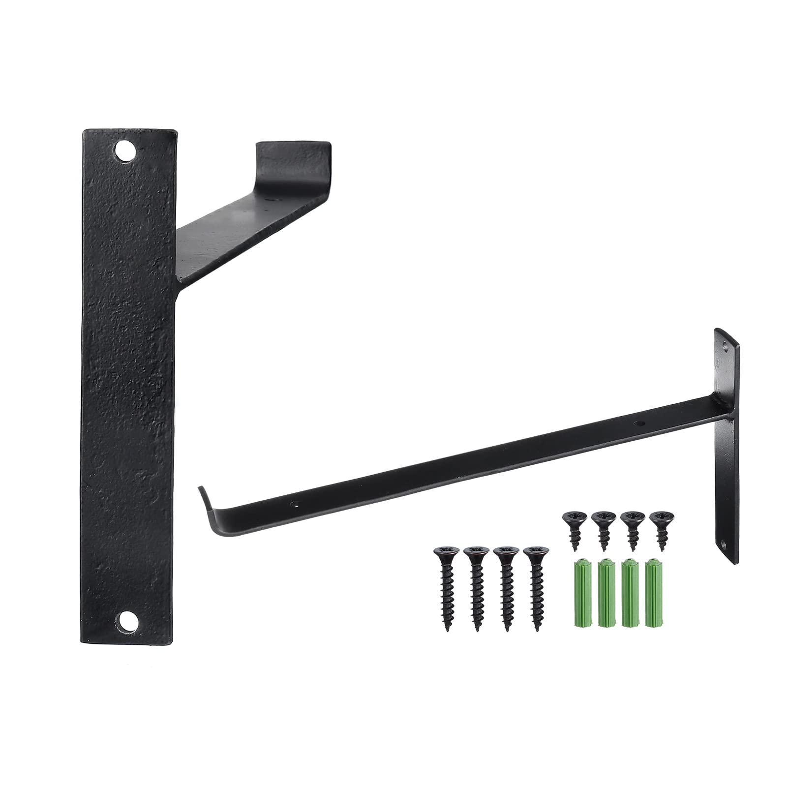 DIYH Shelf Brackets Metal Industrial Wall Hanging Shelves - Decorative Floating Black Rustic Shelf Brackets 8inch - For Kitchen Closet Garage Storage Support