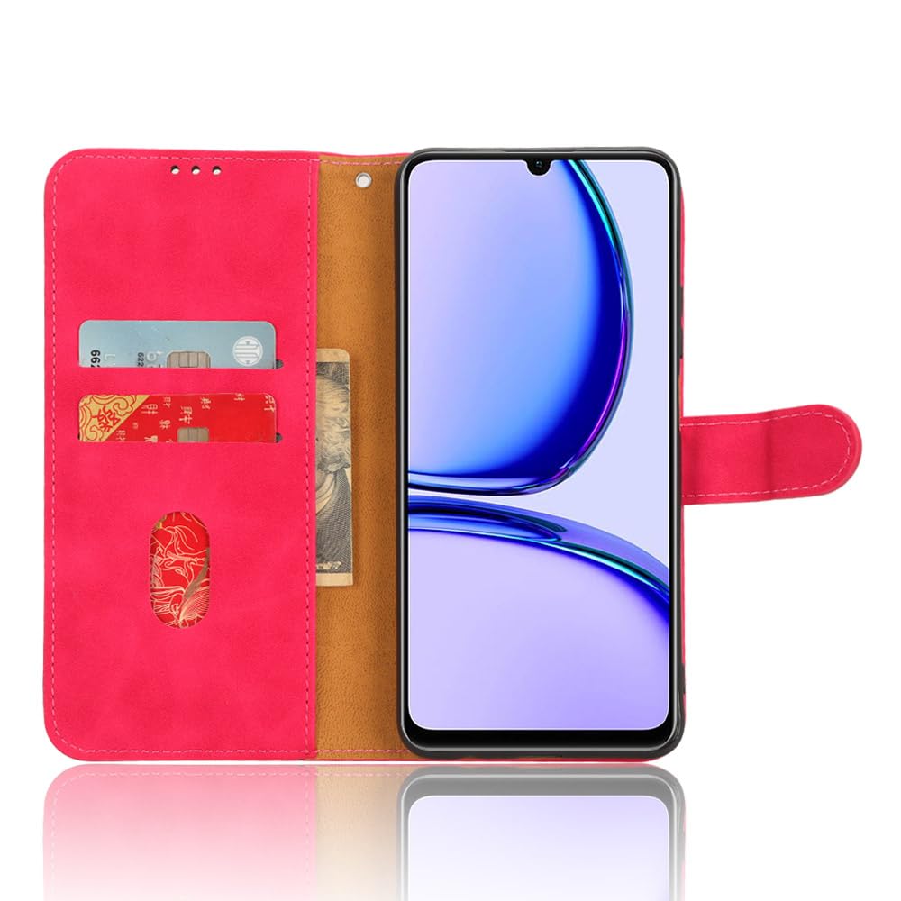 Custodia A Libro Pelle PU Per Realme C51/Note 50 | Portafoglio Con Trifoglio Rosso