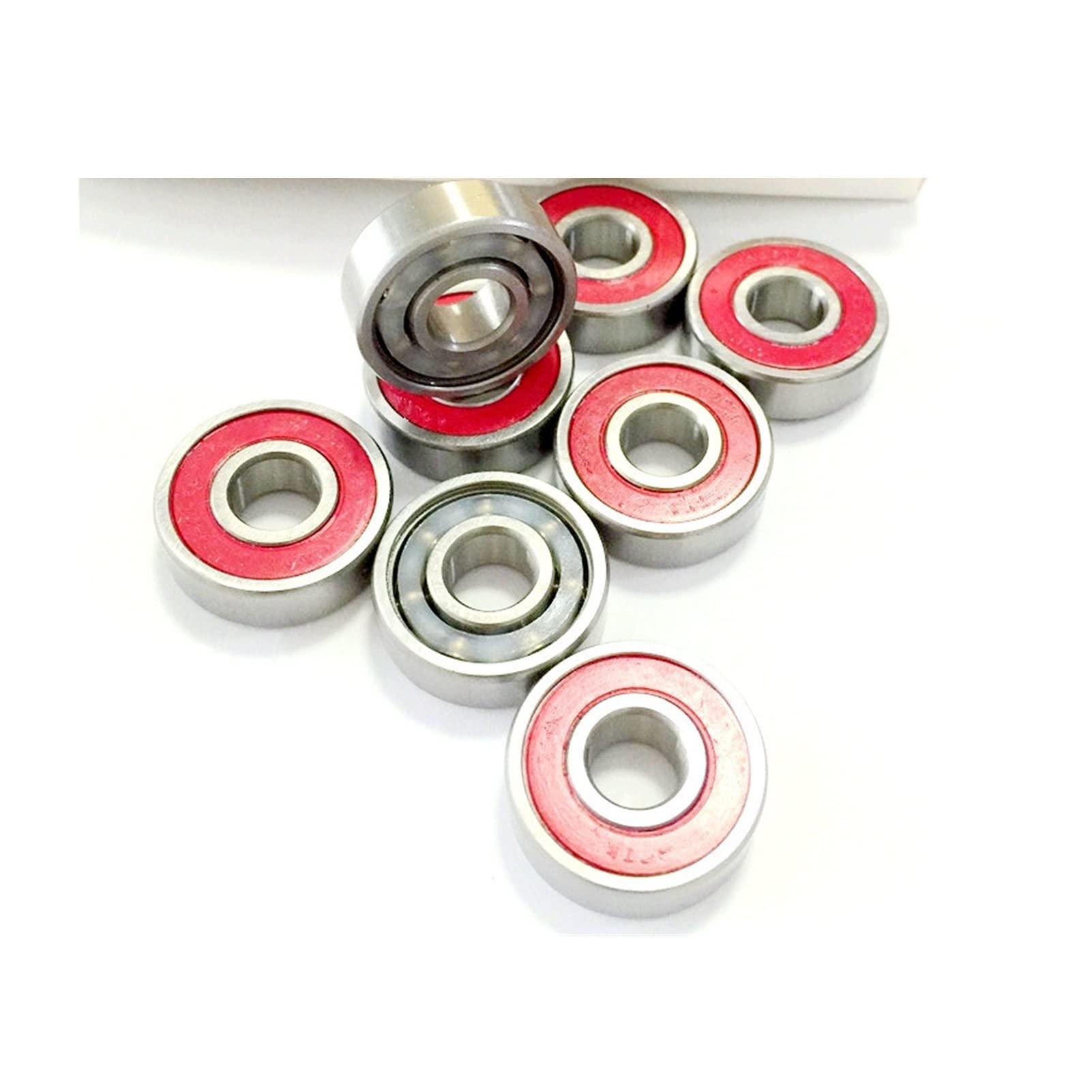 SUOFEILAIMU 608-2rs Skate Board Inline Skates Shoes Bearing Deep ABEC-7 8x22x7mm Groove Ball Longboard Bearings 608 (Color : Red, Size : 8pcs Bearings)