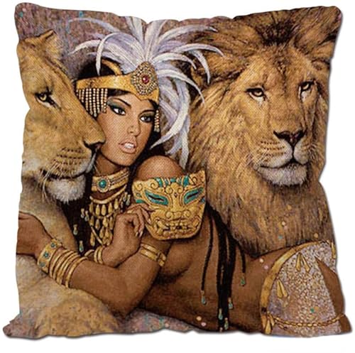 ATZTD Lot de 2 housses de coussin décoratives pour canapé, sofa, lit, décoration d'intérieur (lion 1,30 x 30 cm) Cover