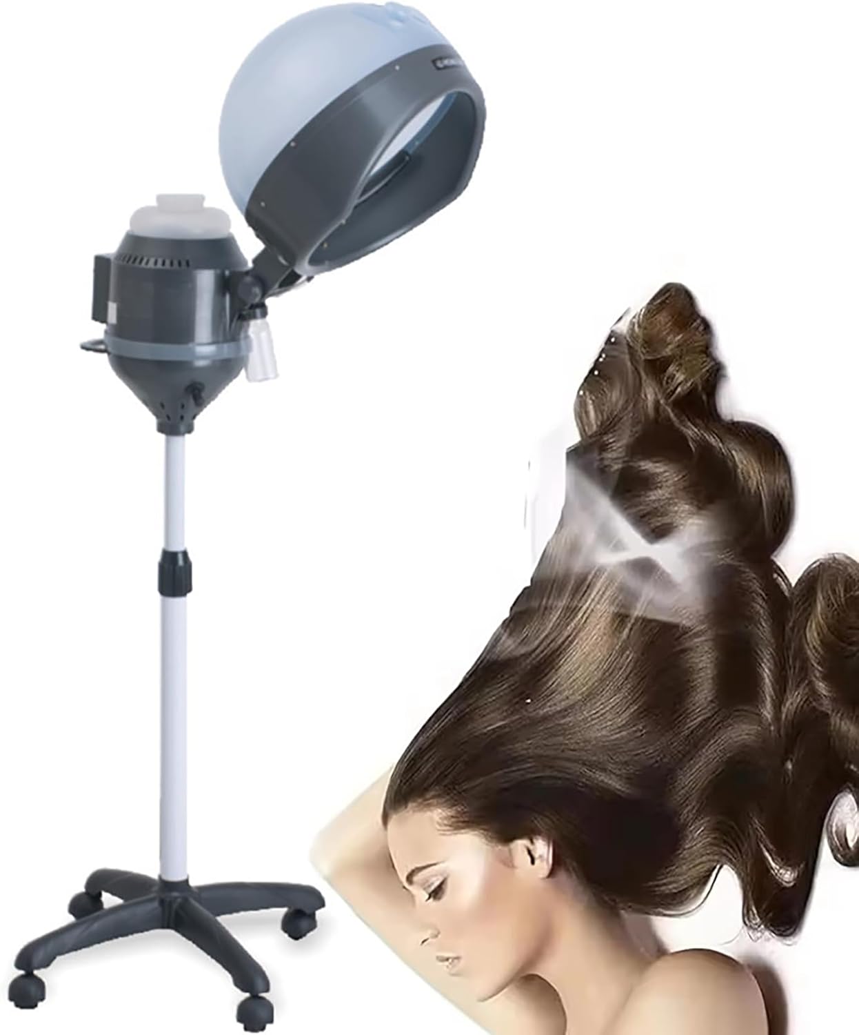 White,Style 2, Wall Mounted Hair Steamer,Professional ABS Plastic Replacement Parts, Hair Styling Tools Hair Care Helmet Salon Perm Machine,Auto Shut-Off, Temp Control & Heater