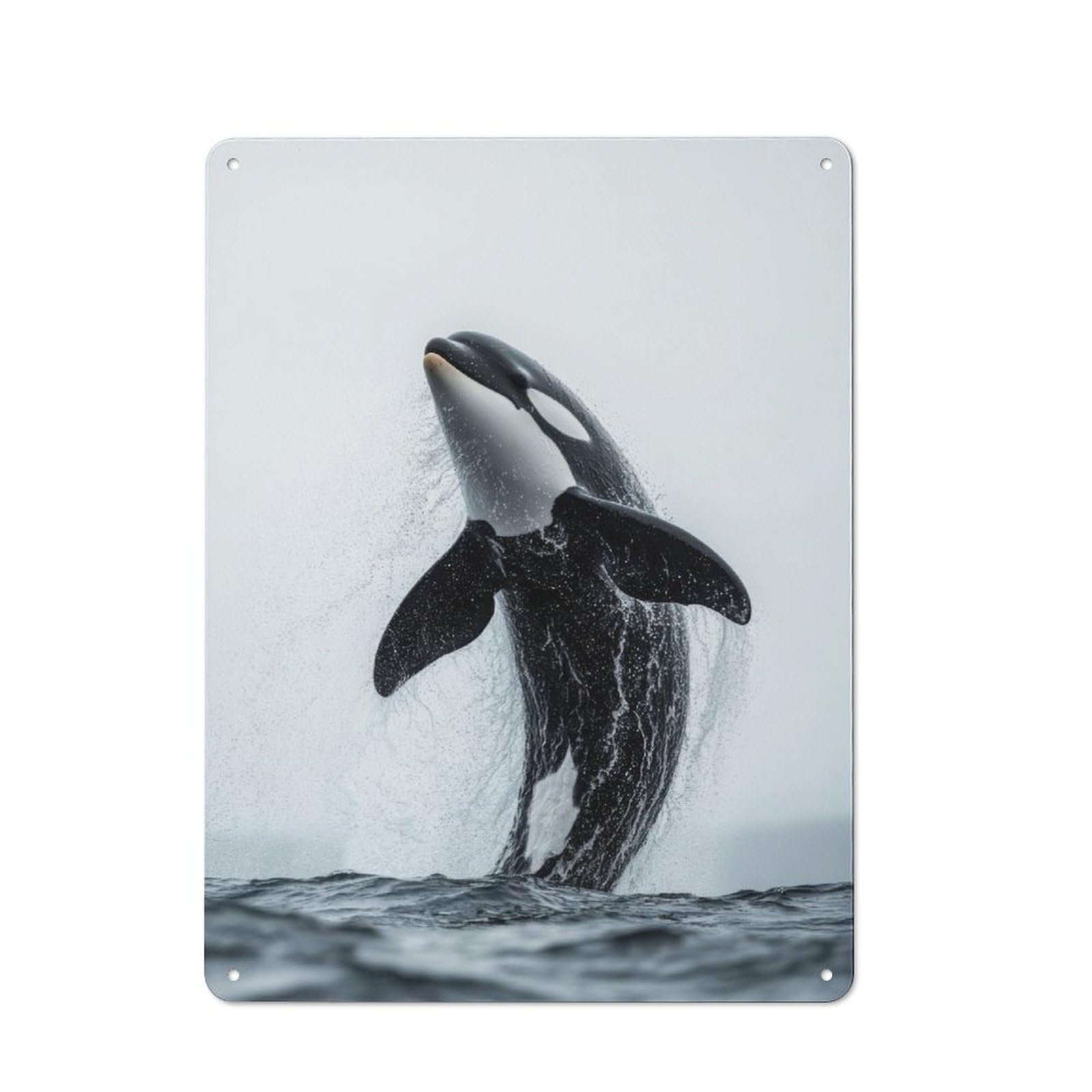 Junmoney Orca Whale Jump Out Water Retro Tin Wall Plaque 40X30cm For Man Cave Or Games Room, For Games Room Collectors