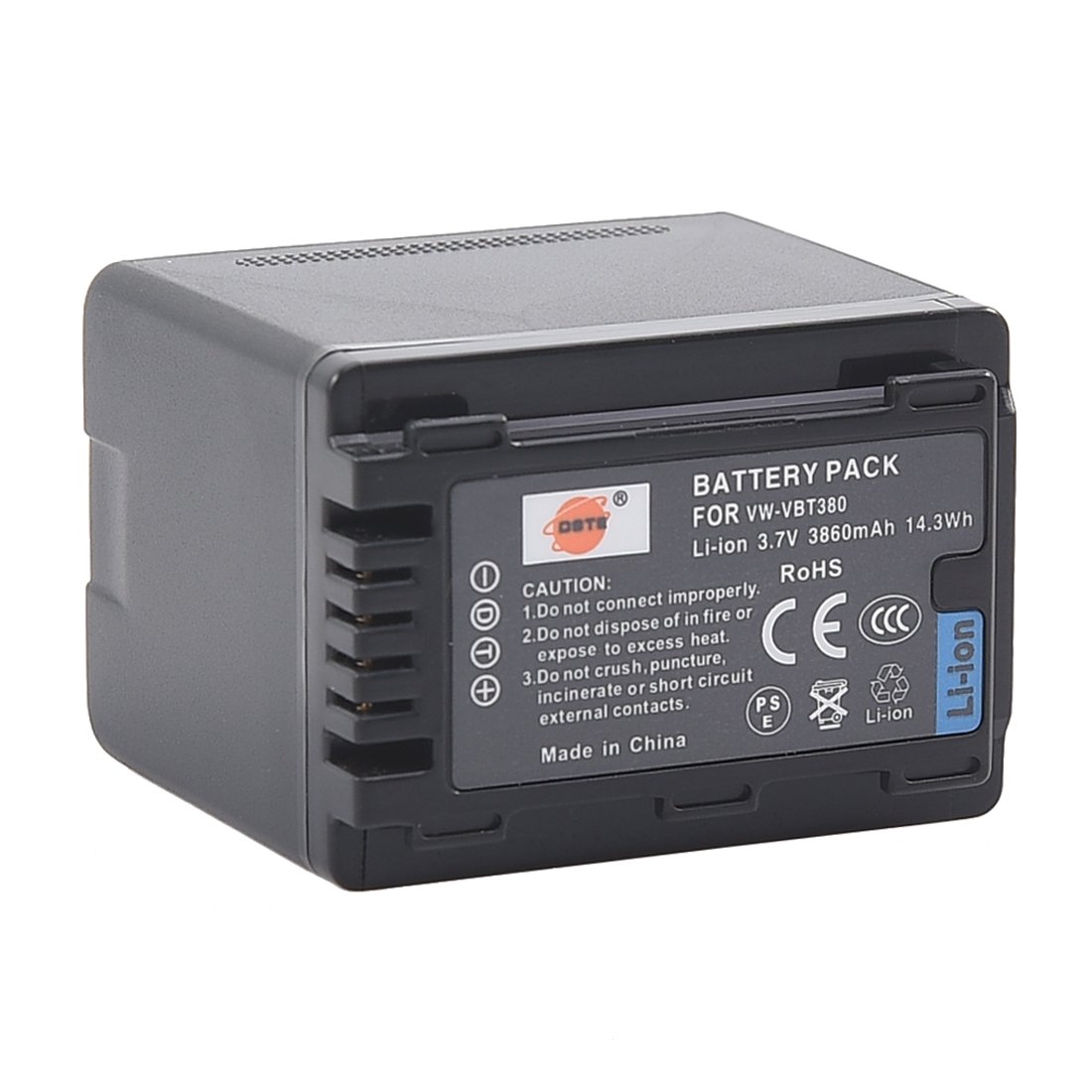 DSTE VW-VBT380 Recargable Litio Batería Compatible para Panasonic HC-V210, HC-V520, VW-BC10E, HC-W580, HC-V750, HC-WX970, HC-V710, HC-V720