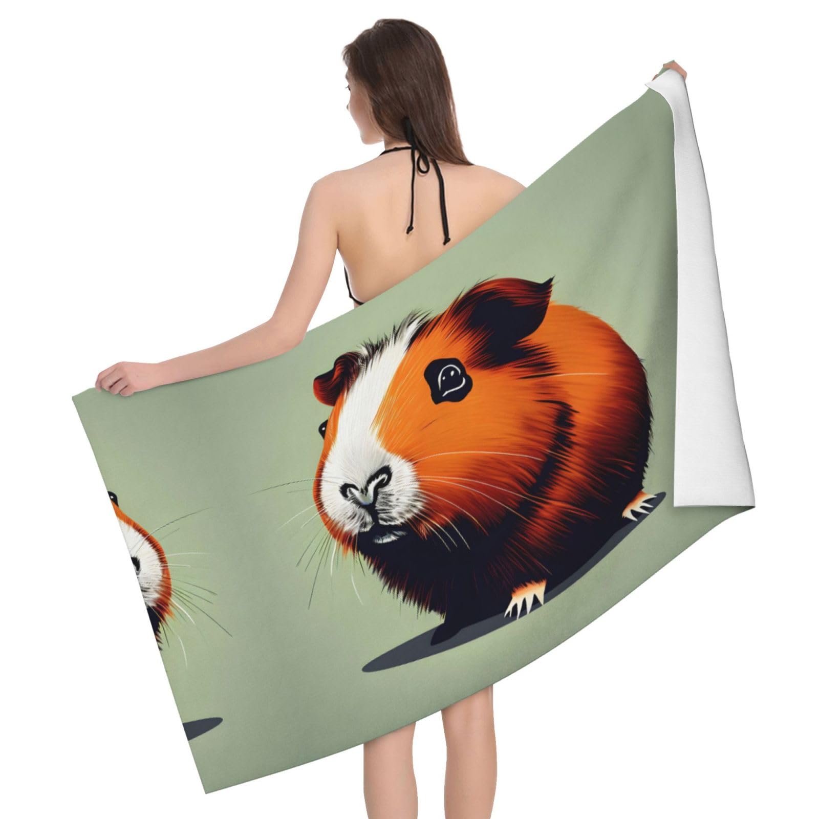 Serviette De Bain Motif Cochon D'Inde - Microfibre Douce Et Absorbante, 69.8x40.6 Cm