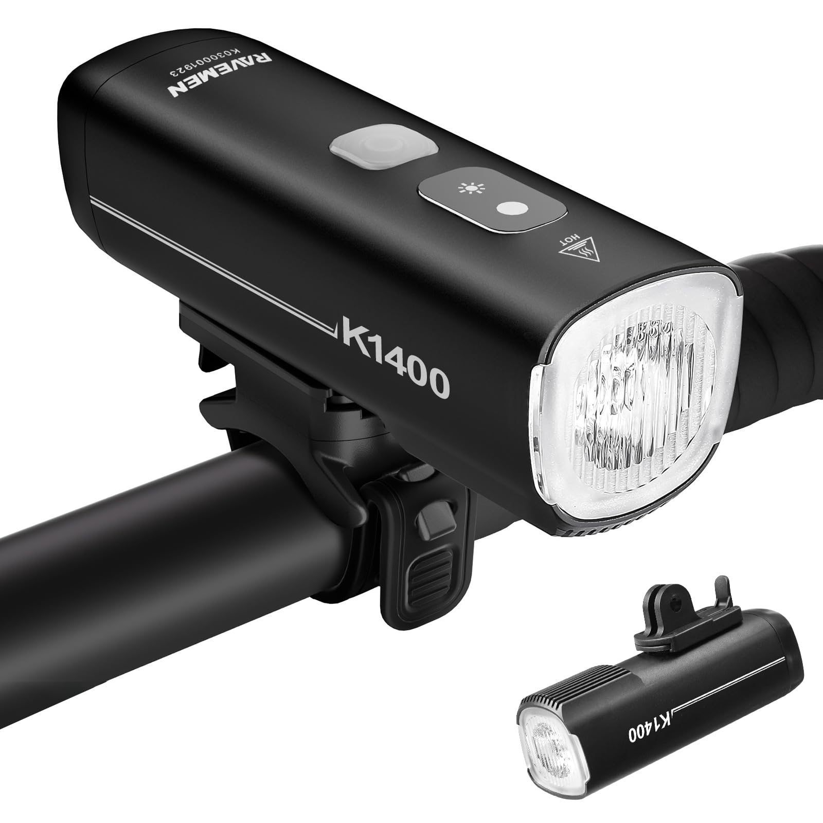 K1400 Bike Headlight, 1400 Lumen Bike Front Light with Auto ON/Off