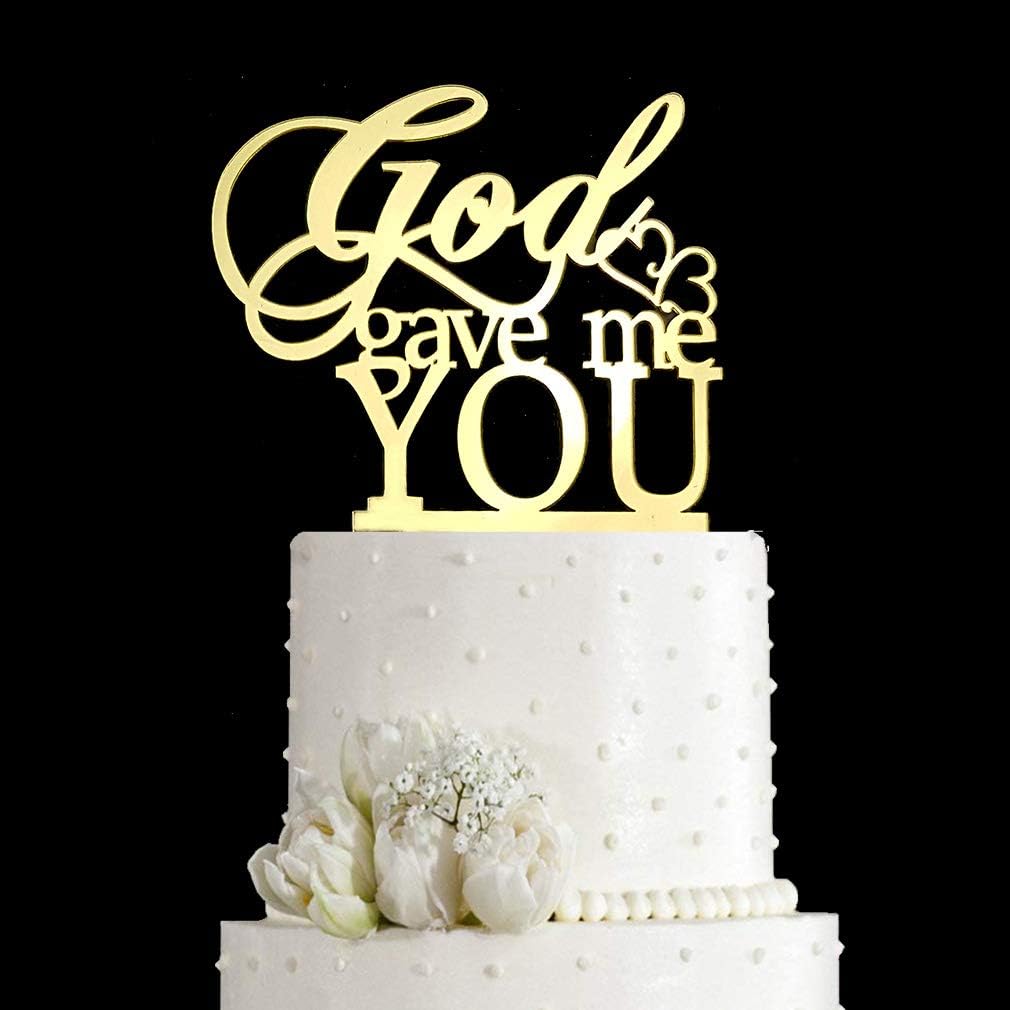 God Gave Me You Wedding Cake Topper for Wedding/Engagement/Marriage Party Decorations (Silver Glitter Acrylic)