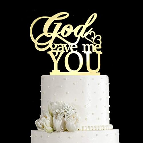 Miniatura 6 de Decoración de pastel de boda God Gave Me You para decoración de bodas, compromisos, fiestas de matrimonio (acrílico plateado espejo)