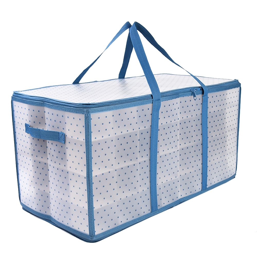 Christmas Ornament Storage Box Organizer Containers Holder Holiday Decoration Boxes Hard Plastic Mini Small Ornaments Decor Gift (128 Pcs Blue)