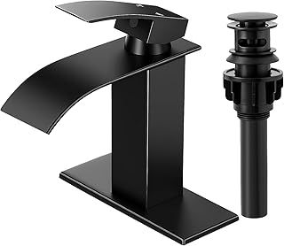 Matte Black Bathroom Faucets, Waterfall Bathroom Sink Faucet Modern Single Handle Bathroom Faucte 1 or 3 Hole, RV Mixer Tap Vanity Faucet