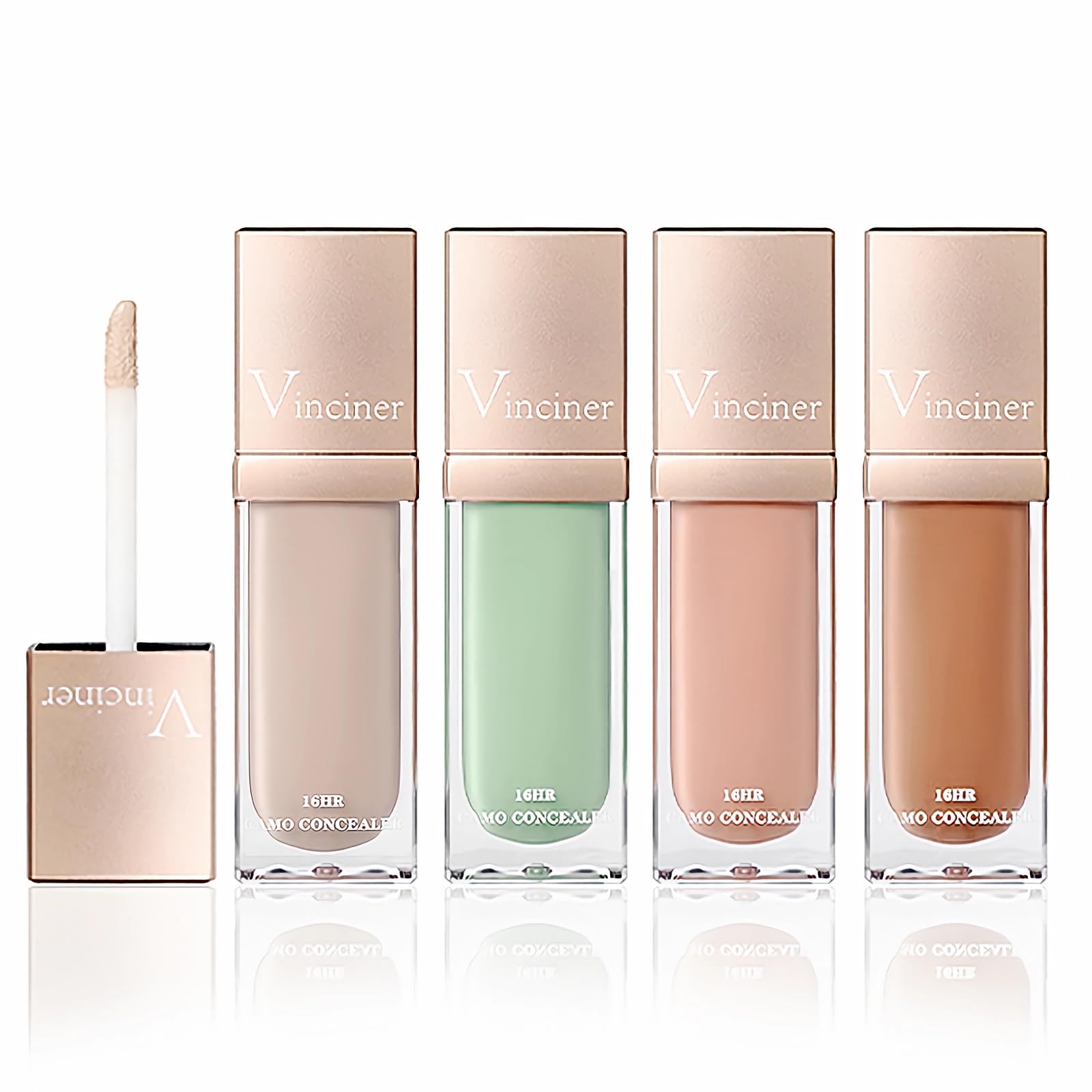 4 Colors Liquid Concealer Full Coverage Under Eye Concealer Make Up, Efficient Moisturizing 24 HR Long Lasting for Dark Circles and Facial Redness Eye Concealer 3.5 ml x 4