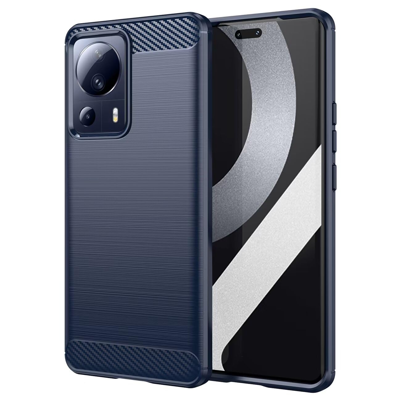 Sidande Case for Mi 13 Lite Case/Mi 12 Lite NE/Civi 2 Case, Ultra Slim Phone Cover with Shock-Absorption Carbon Fiber TPU Rubber Protective Cases for