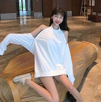 [MLboss] パーカー レディース オフショルダー トレーナー オープンショルダー おしゃれ 無地 トップス セクシー バックレス カットソー  ファッション ファスナー付き スウェットパーカーロング