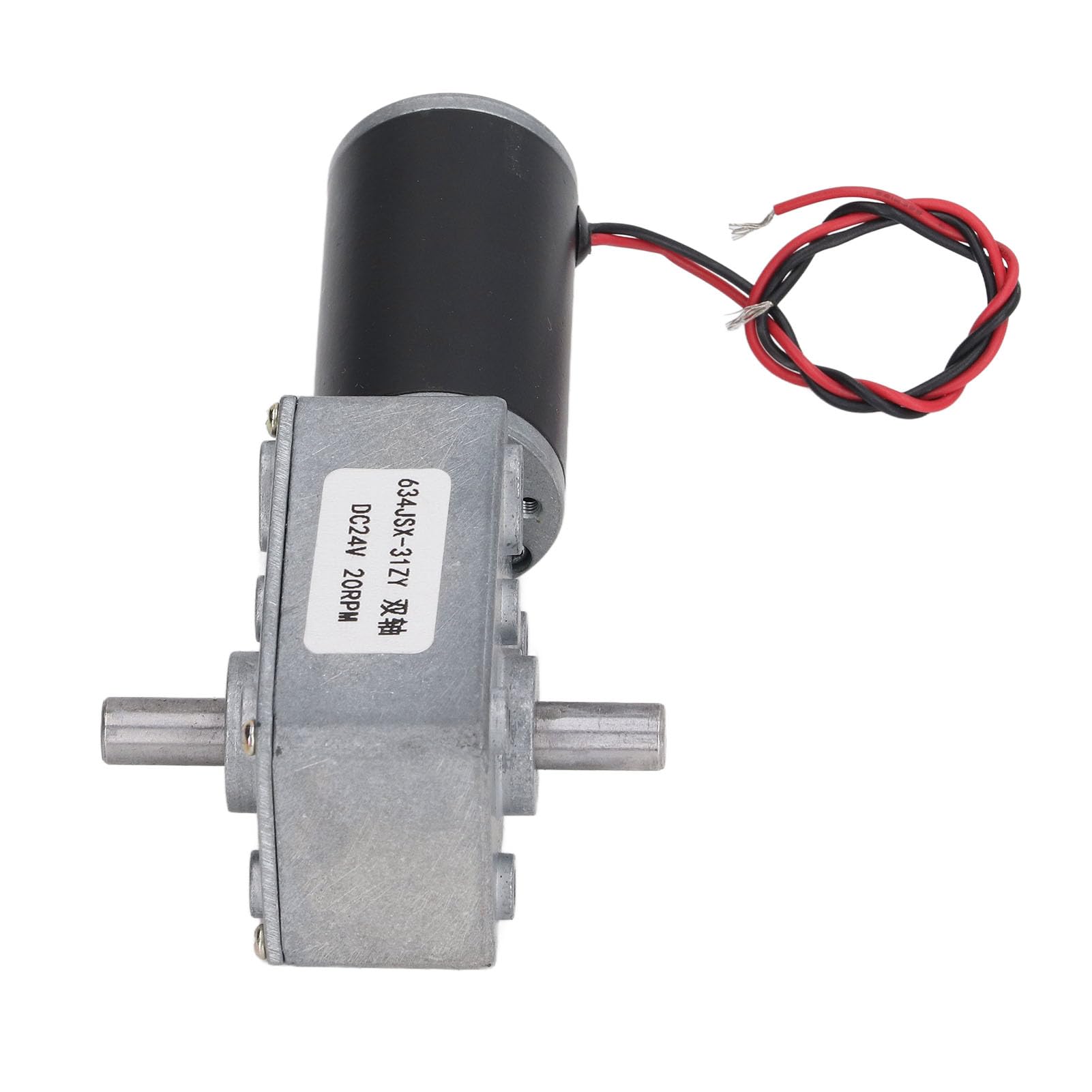 Motoriduttore, Motoriduttore DC 24V Riduzione della velocità Motoriduttore a Vite Senza Fine Reversibile a Doppio Albero Autobloccante, Controlli (20 giri/min)