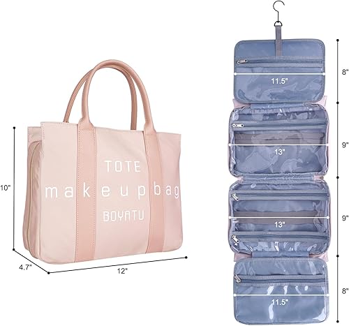 Miniatura 6 de BOYATU Bolsa de aseo colgante de viaje, bolsa organizadora de cosméticos de maquillaje de gran capacidad para mujeres, organizador de viaje