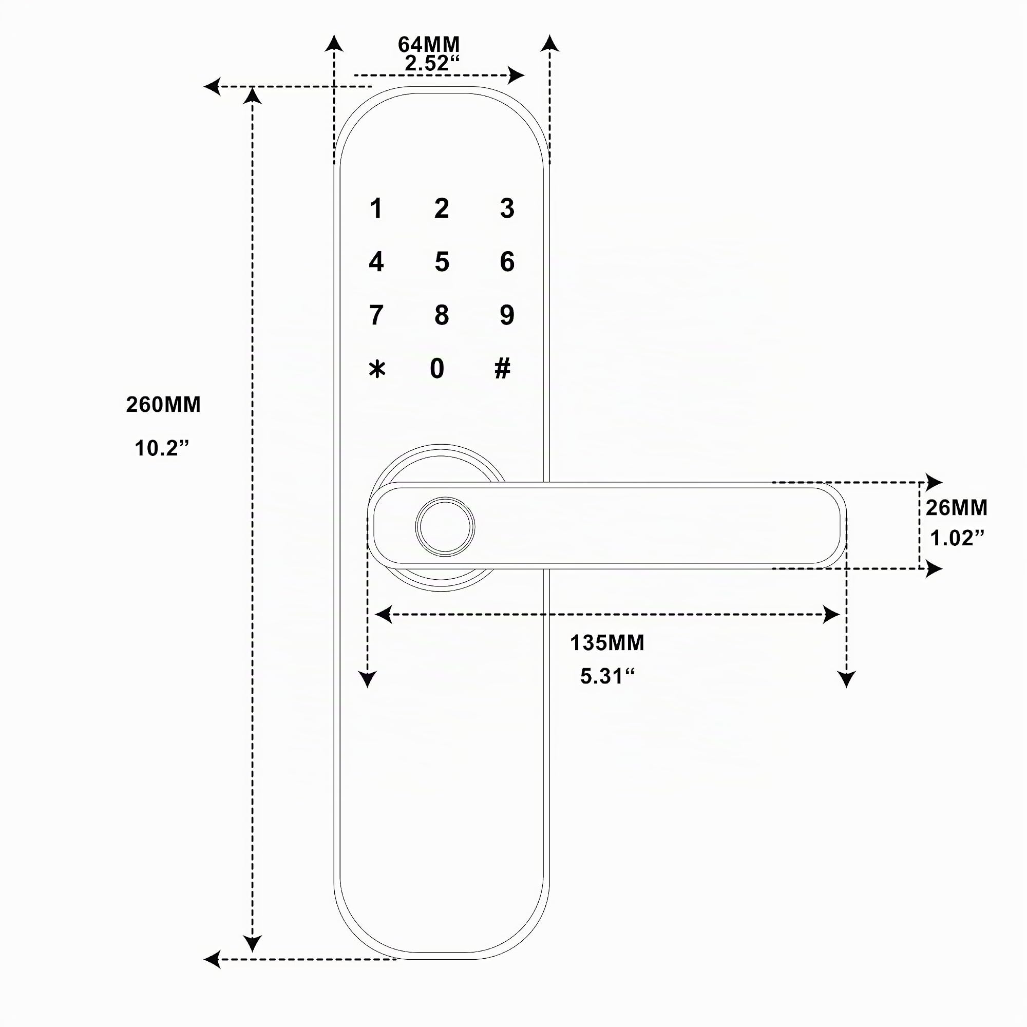 M20 Serratura digitale Bluetooth, sblocco con carta, codice, app (compatibile con Alexa) (solo porta destra)