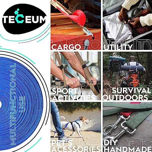 Image of TECEUM 3 /4 inch & 5 /8 inch & 1 inch & 1.5 inch & 2 inch Webbing - 10 25 50 Yards - 40+ Colors - Heavy Duty 1 Inch 1.5 Inch 2 Inch Backpack Straps - Webbing for Outdoors Indoors Crafting DIY