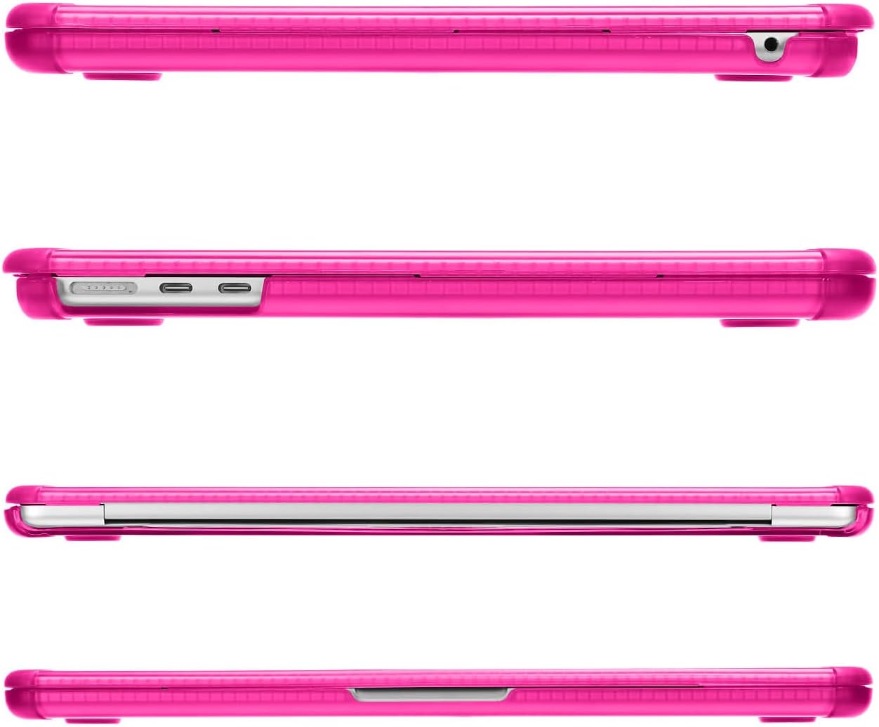 MOSISO Shock-Absorbing Hard Case Compatible with MacBook Air 15 inch M5 2026 M4 M3 M2 2025-2023 A3448 A3241 A3114 A2941,Anti-Cracking Heavy Duty Hard Shell with TPU Bumper&Keyboard Cover, Bright Rose