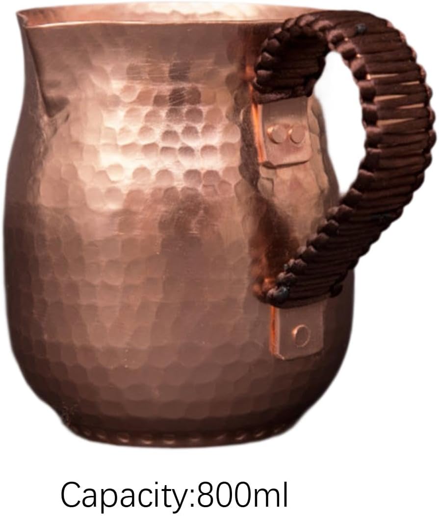 銅製ミルクピッチャー 580ml &ndash; ハンドクラフト彫刻デザイン エスプレッソ注ぎ口 多機能蒸しピッチャー ピクニックキャンプ用 (