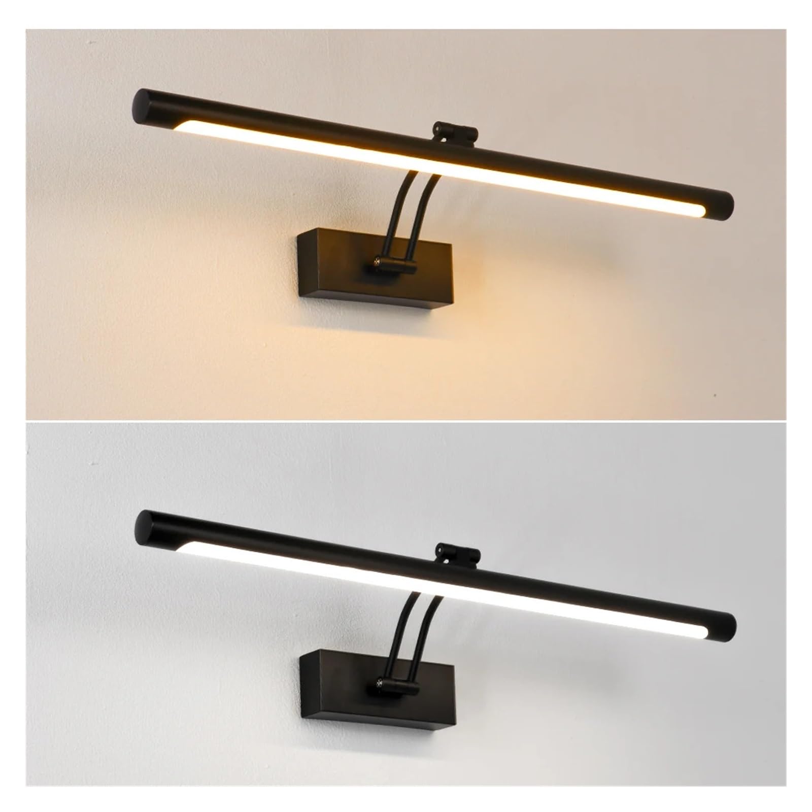 Eclairage Tableau, Applique murale LED moderne, lumière de miroir de salle de bains en argent noir, applique murale intérieure de 80 à 100 Cm, lampe murale longue AC85-265V(5500-7000K,Black 400mm)