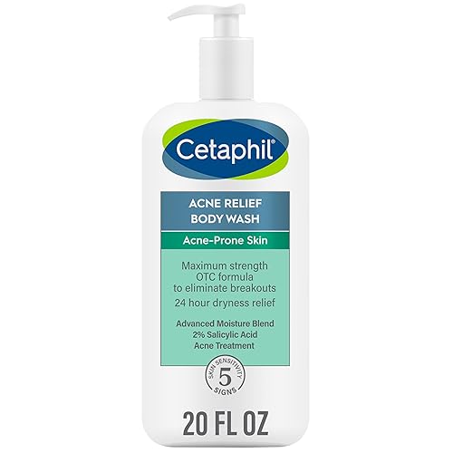 Cetaphil Gel de baño para aliviar el acné con ácido salicílico al 2% para eliminar brotes, exfolia suavemente y proporciona alivio de la sequedad