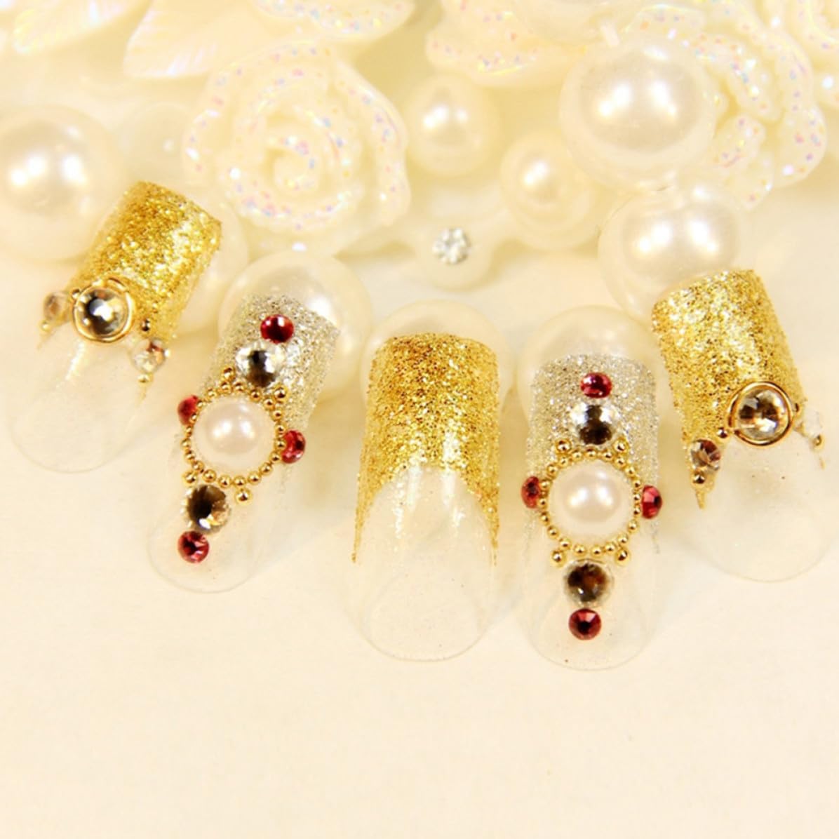 Nail Art Mini Beads for Nails in Golden Stainless Steel with Plastic Box and Jewelry Making Design for Home Decoration