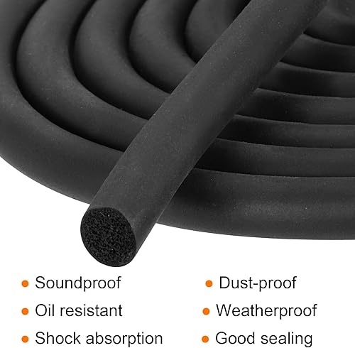 Miniatura 4 de uxcell Tira de sellado de goma de espuma, 0.315 in (0.31 pulgadas) de diámetro x 26.2 ft (26.25 pies) de largo redondo EPDM de goma sólida para