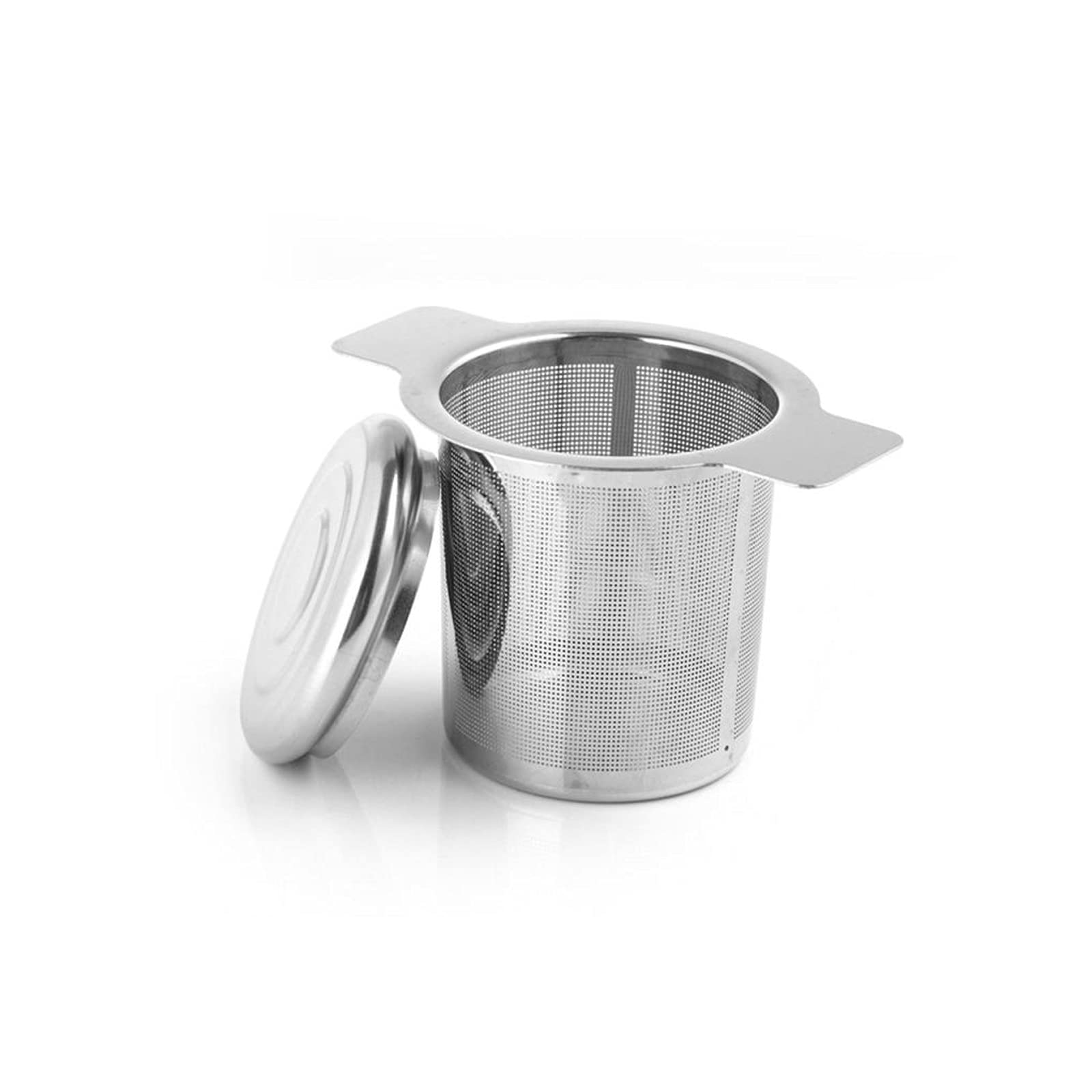 Colador de té de acero inoxidable con caover reutilizable, filtro de té de especias de hoja de té, filtro de té de malla fina, infusor de té con asa