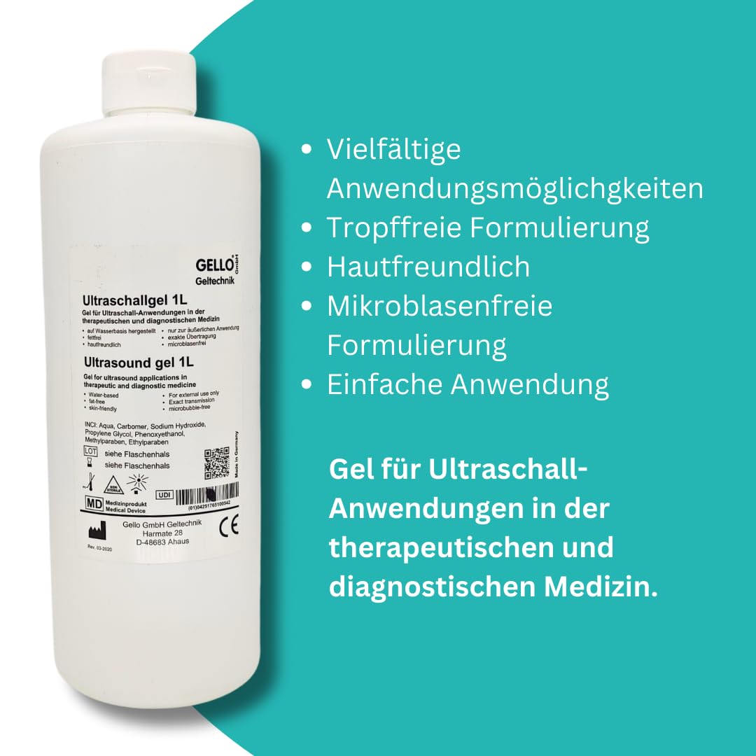 Ultraschallgel, 2x 1000 ml Gel I Gel für Ultraschall-Anwendungen I Kontaktmittel zur äußerlichen Anwendung I Sonographie Gel, Leitgel, Kontaktgel, Übertragungsgel I Spar-Set mit Pharma Perle giveaway