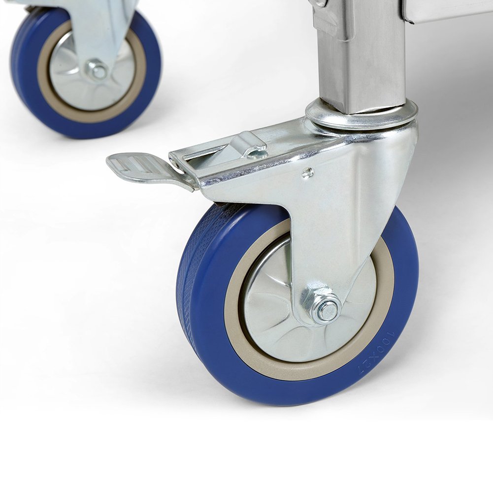 LANTUS Catering Carrello Portavivande Carrello di Servizio Carrello Cucina (Acciaio Inox, 3 Ripiani, 150 kg Portata Massima, 4 Ruote, Spessore Vassoio-Carrello da Pranzo in Acciaio Inossidabile