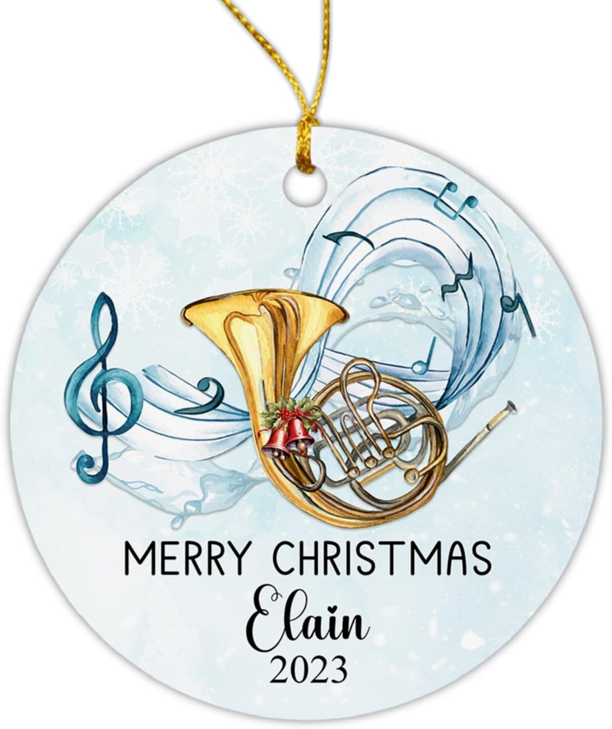 Personalized French Horn Ornament, Customized Musical