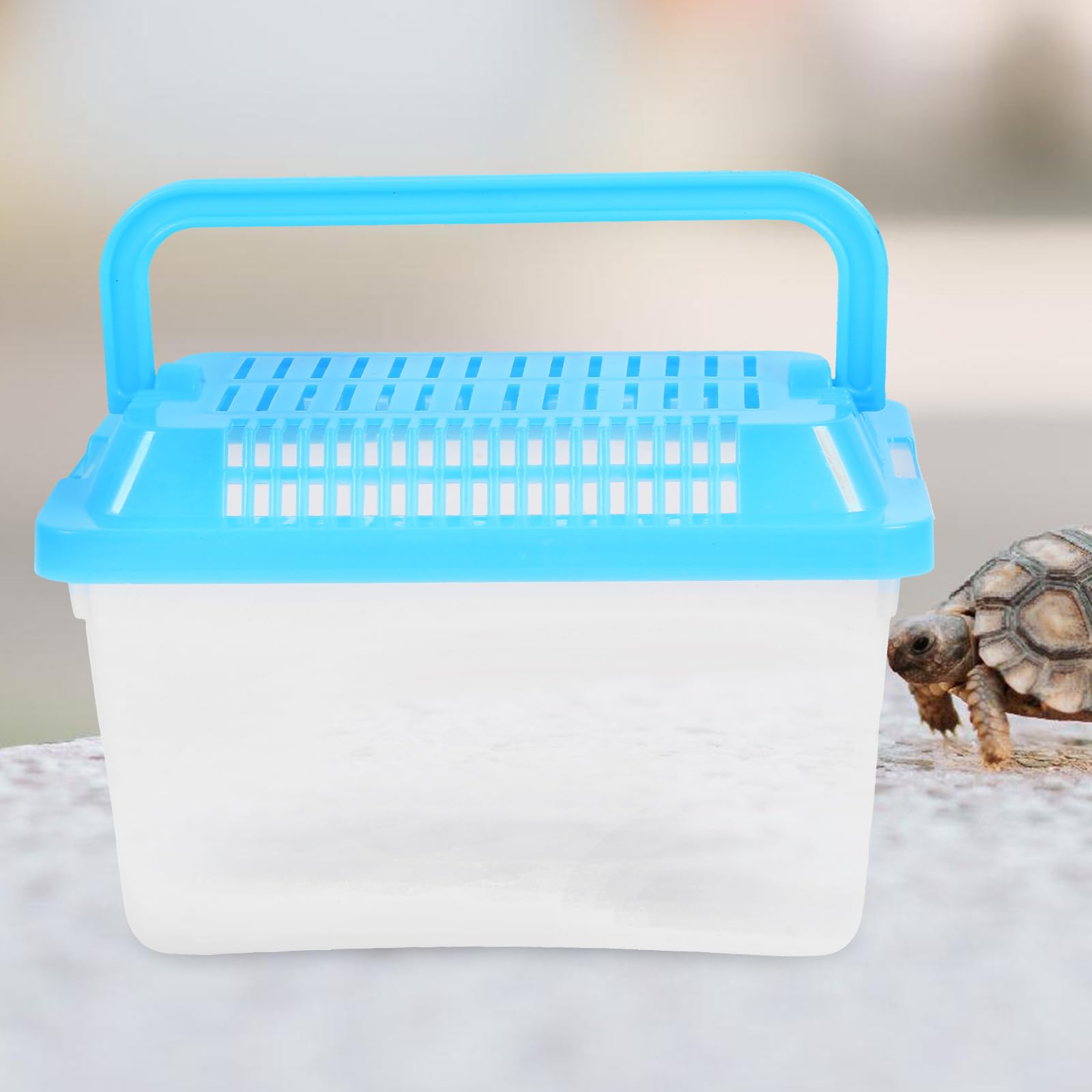 Angoily Portable Handheld Plastic Fish Tank with Multi-color Lid, Aquarium for Reptile Terrarium Hamsters and Small Animals - 13x9x9cm - Image 3