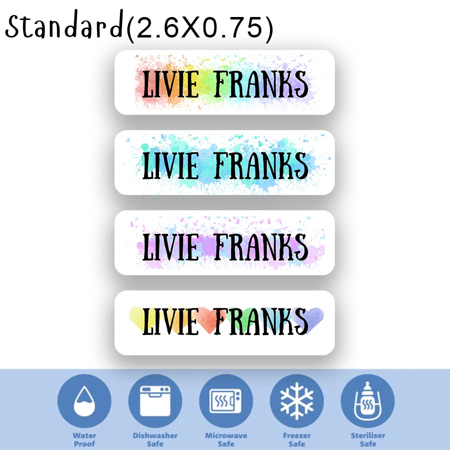 Custom Kid Name Labels for Daycare(128 ct.), Waterproof Dishwasher Safe Camp Personalized Name Stickers for School Supply, Baby Bottles, Lunch Boxes and Cups, Travel. (Pattern 4)