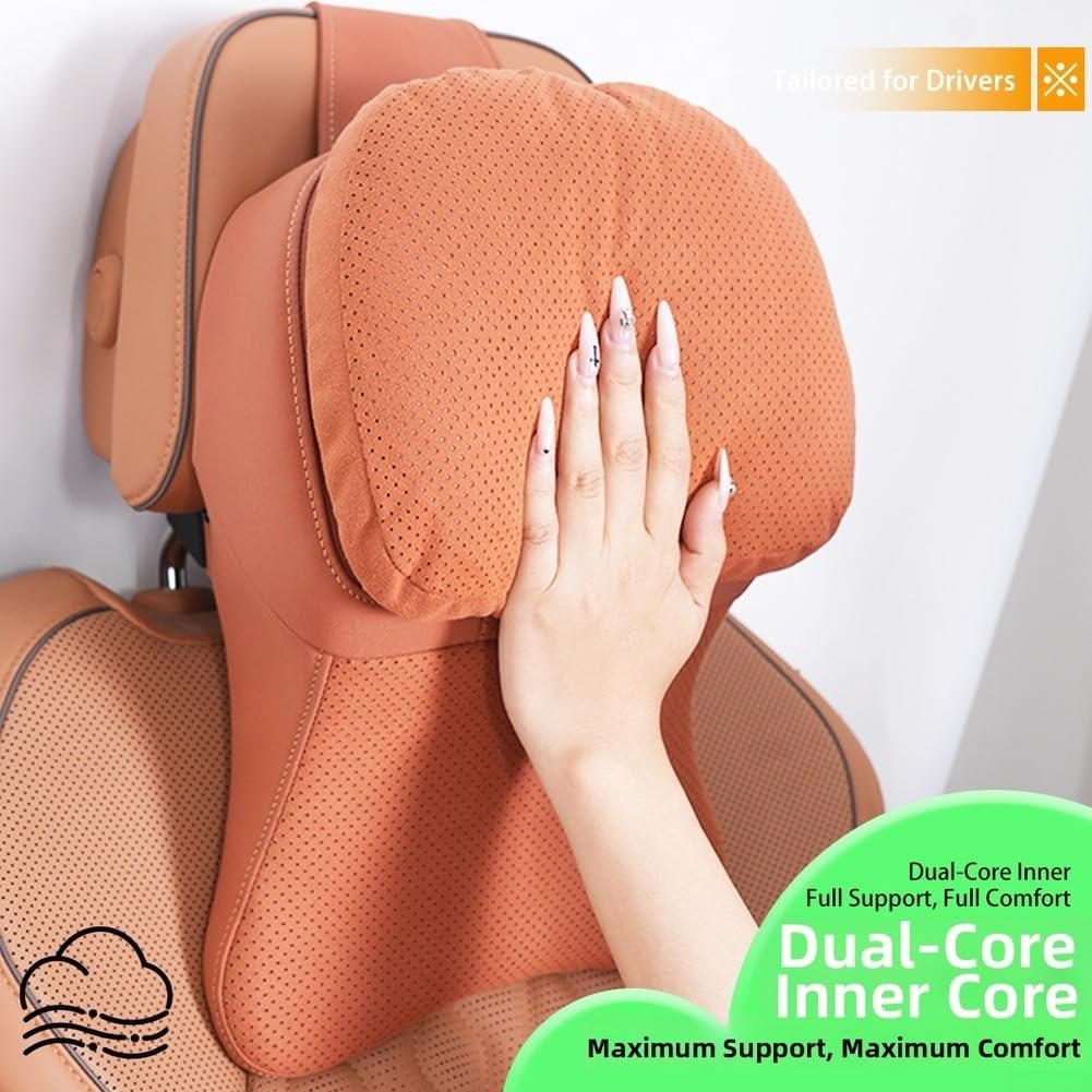 Juego de 2 cojines ergonómicos para reposacabezas de coche, espuma viscoelástica 3D, transpirable, ante para coche, camión, SUV, silla de gaming, oficina, color negro y blanco, 40 x 27 x 16 cm (blanco
