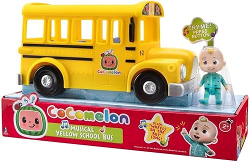 Miniatura 5 de CoComelon Autobús escolar amarillo musical oficial, reproduce clips de "Wheels on The Bus", con figura JJ extraíble, juguetes de personajes para