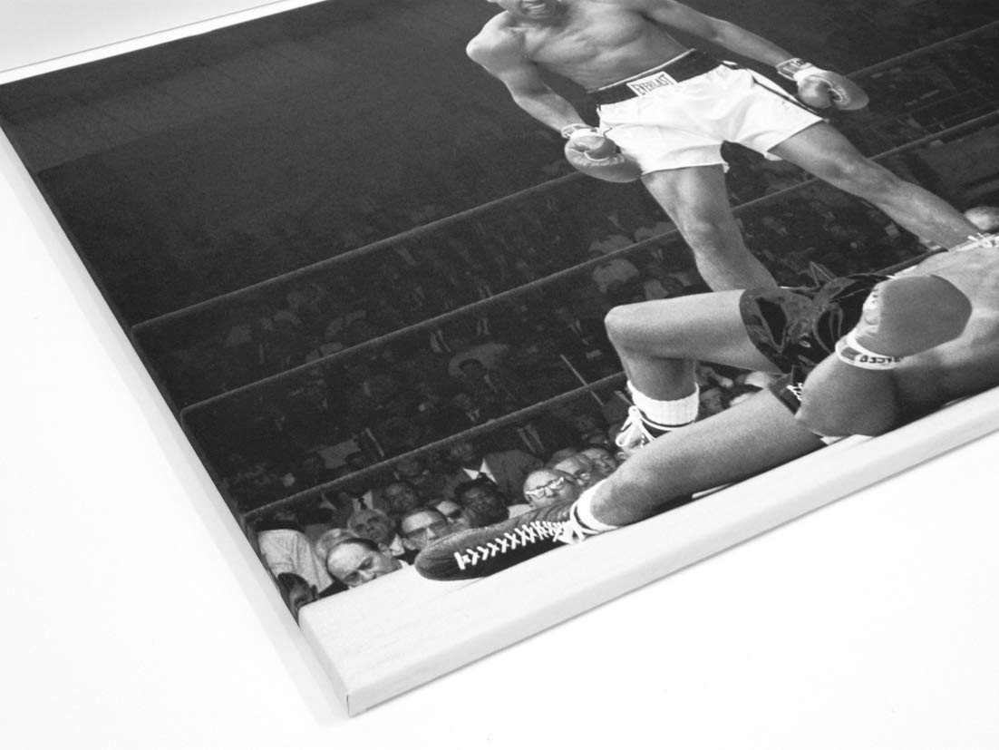 LIENZO VINTAGE MOHAMED ALI . Impreso en canvas de algodón de 320 gr. . Montado sobre bastidor de madera de pino de 2 cm de grosor. Acabado Mate. Muy Ligero y resistente. 2 Tamaños a elegir. (50x75cm)