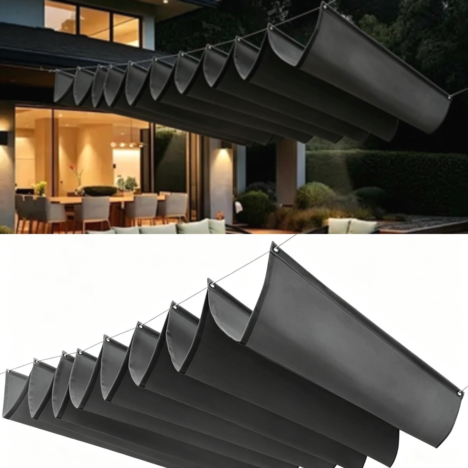 Filet d'ombrage anti-chaleur pour pergola réglable avec cordes fixes
