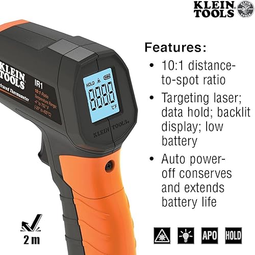 Miniatura 4 de Klein Tools Termómetro infrarrojo IR1, pistola láser digital es un termómetro sin contacto con un rango de temperatura de -4 a 752 grados Fahrenheit