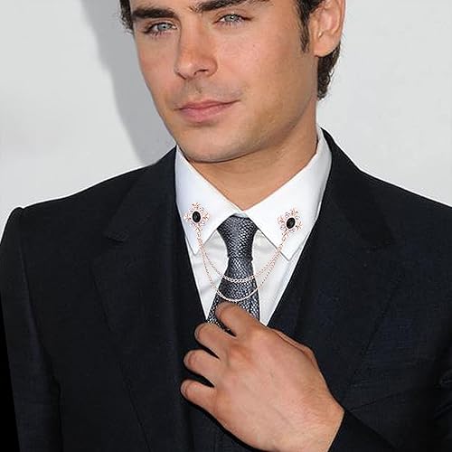 Miniatura 2 de Anmpab Broche de cadena con borlas de cristal cruzado, broches de collar de borlas, broches de solapa con diamantes de imitación para hombres y