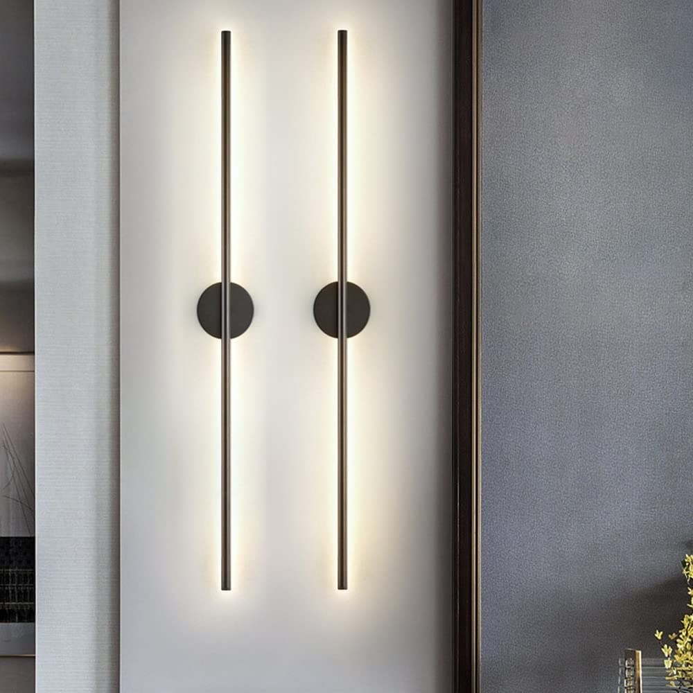 KKXXYQFC Kinkiety Kinkiety Długi pasek Kinkiet Aluminiowy kryty Kinkiet ścienny LED Nocny Astygmatyzm Kinkiet Naścienna oprawa oświetleniowa do sypialni Komoda Łazienka Salon (czarny A6000k, wysokość:
