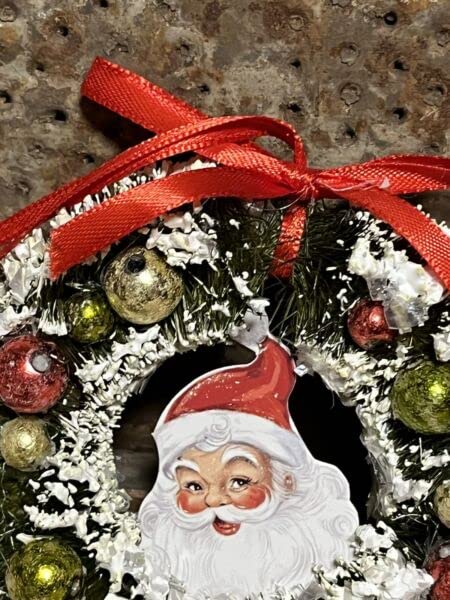Primitives-Supplies-for-Bottle-Brush-Santa-Wreath-Christmas-Tree-Ornament-Red-White-Green-Vintage-Style-for-Holiday-Kitchen-Farhouse-Home-Decor Primitives Supplies for Bottle Brush Santa Wreath Christmas Tree Ornament Red White Green Vintage Style for Holiday Kitchen Farhouse Home Decor