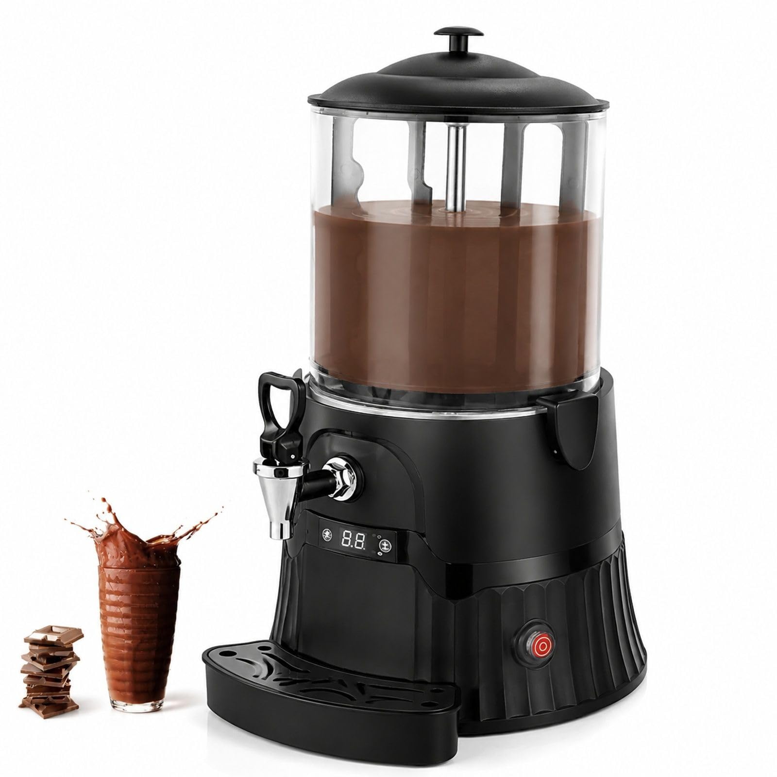 Distributeur de chocolat chaud 10 L, 400 W, 30-90 ℃, panneau LED, bac égouttoir amovible pour maison, cafés et restaurants