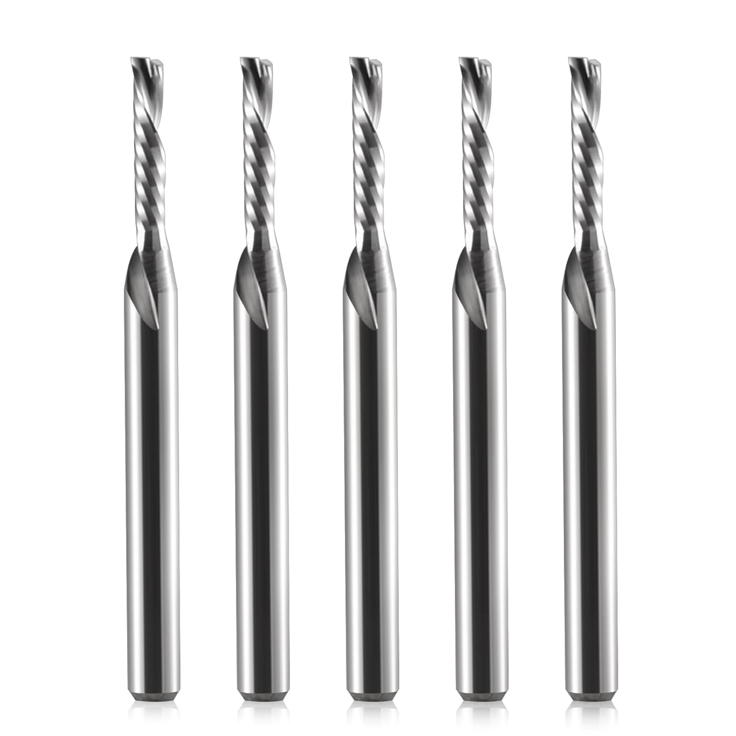 Fräser,CNC Fräser,Schaftfräser,1/8 Zoll Schaftdurchmesser 2 mm CED 10 mm CEL 1 Rille Einzelrille Downcut Spiral-Fräser CNC-Fräser für Acryl, PVC, MDF, Aluminium, 5 Stück