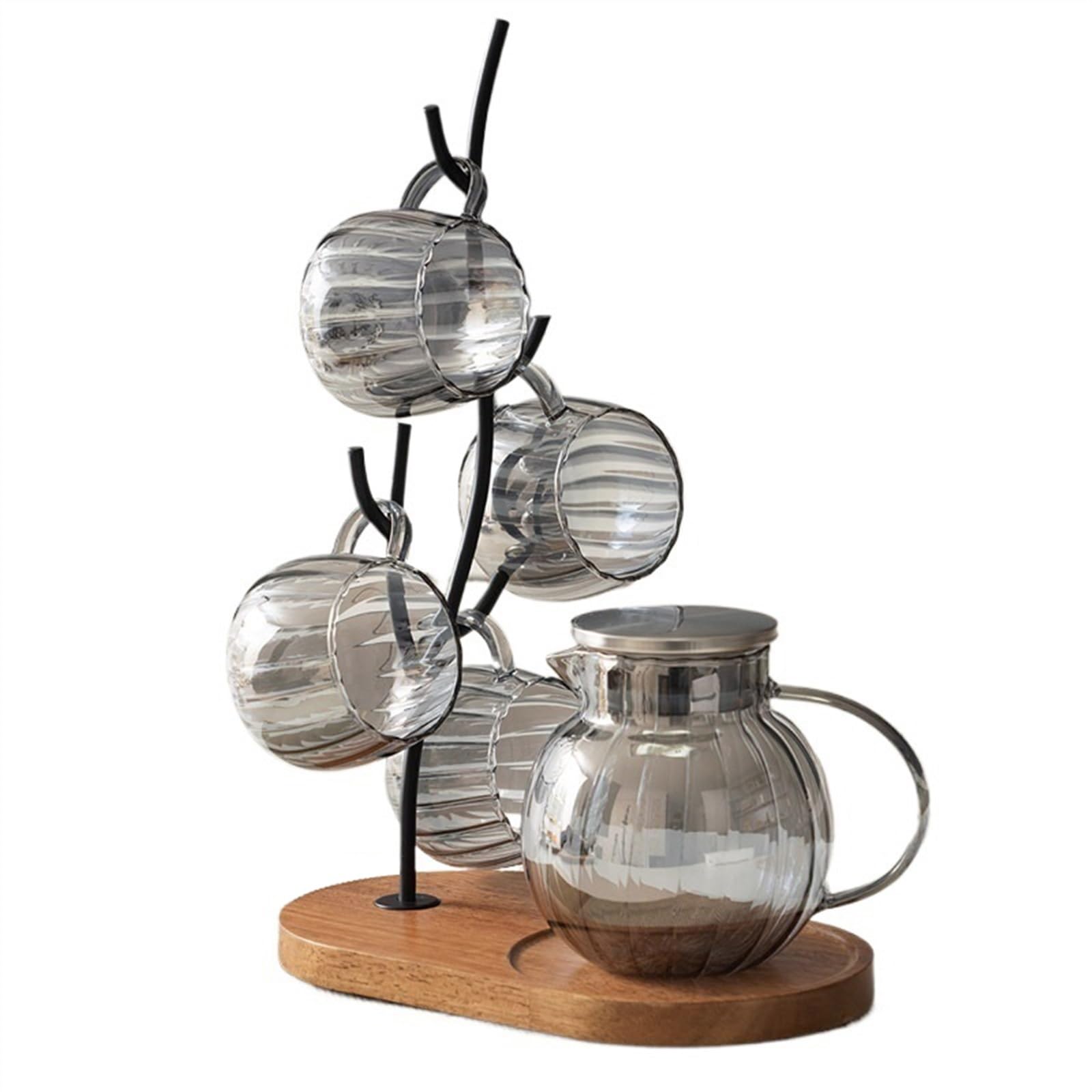 Estrazione a freddo Set da tè in vetro con tazza d'acqua calda e fredda Frigorifero(Gris)