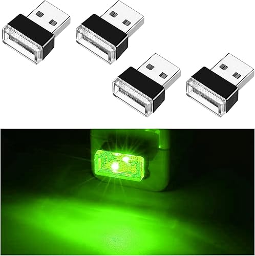 Miniatura 1 de Ziciner 4 lámparas LED USB para interior del automóvil, mini luz nocturna LED portátil, kit de iluminación ambiental de interfaz USB enchufable,