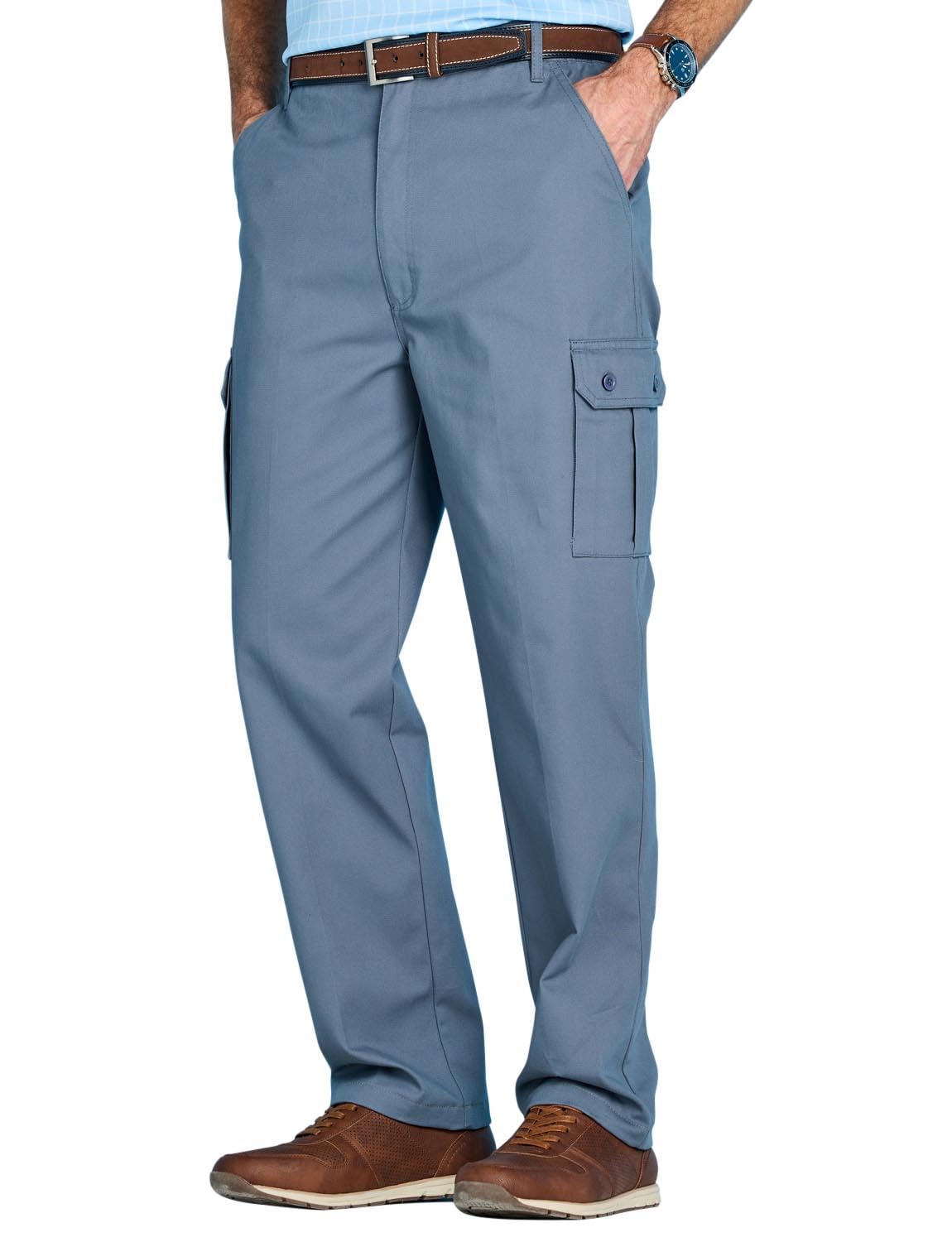 Chums Men's Airforce Cotton Cargo-Style Trousers With Side Elastic Waist, Functional And Comfortable Smart Casual Outdoor Pants 40W / 31L