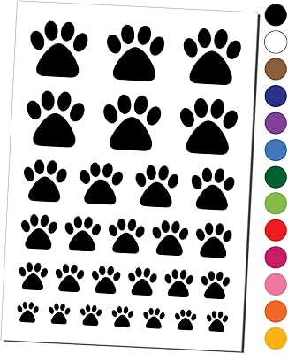 Paw Print Solid Temporary Tattoo Water Resistant Fake Body Art Set Collection - Red (One Sheet)