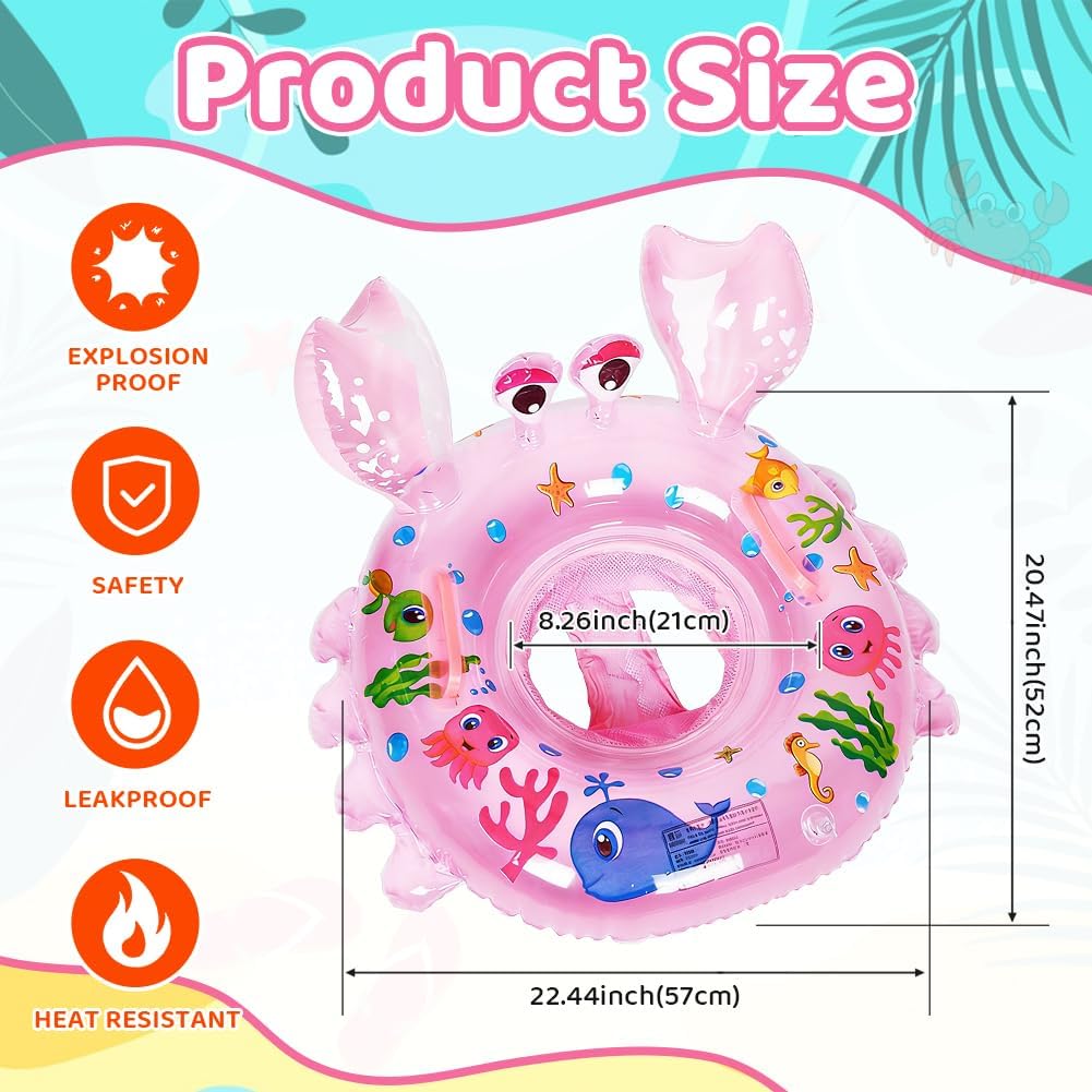 Anello di Nuoto per Bebè, Anello di Nuoto Bambini, Baby Float Salvagente Gonfiabile Giocattoli per Bebè da 1 a 3 Anni, Piscina Estiva All'aperto - Rosa