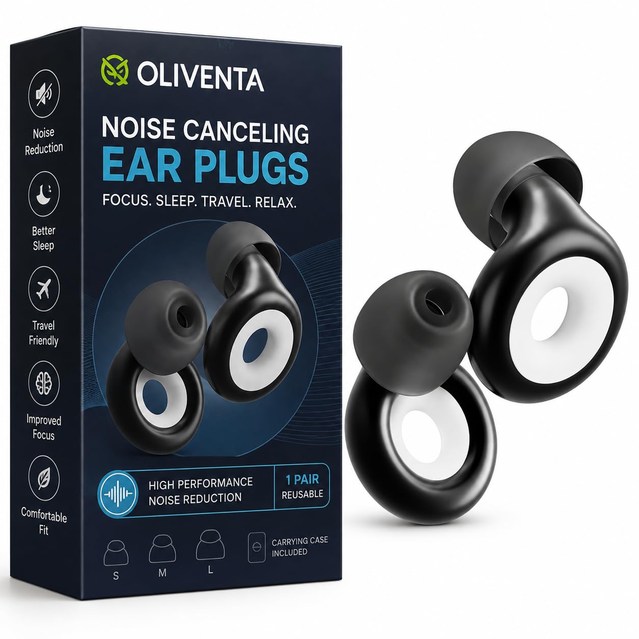 Noise Cancelling Ear Plugs – Soft Silicone Earplugs for Sleeping, Studying, Travel, and Flight – Reusable Noise Reduction Earbuds with 6 Comfort Tips – Multicolor-image-12