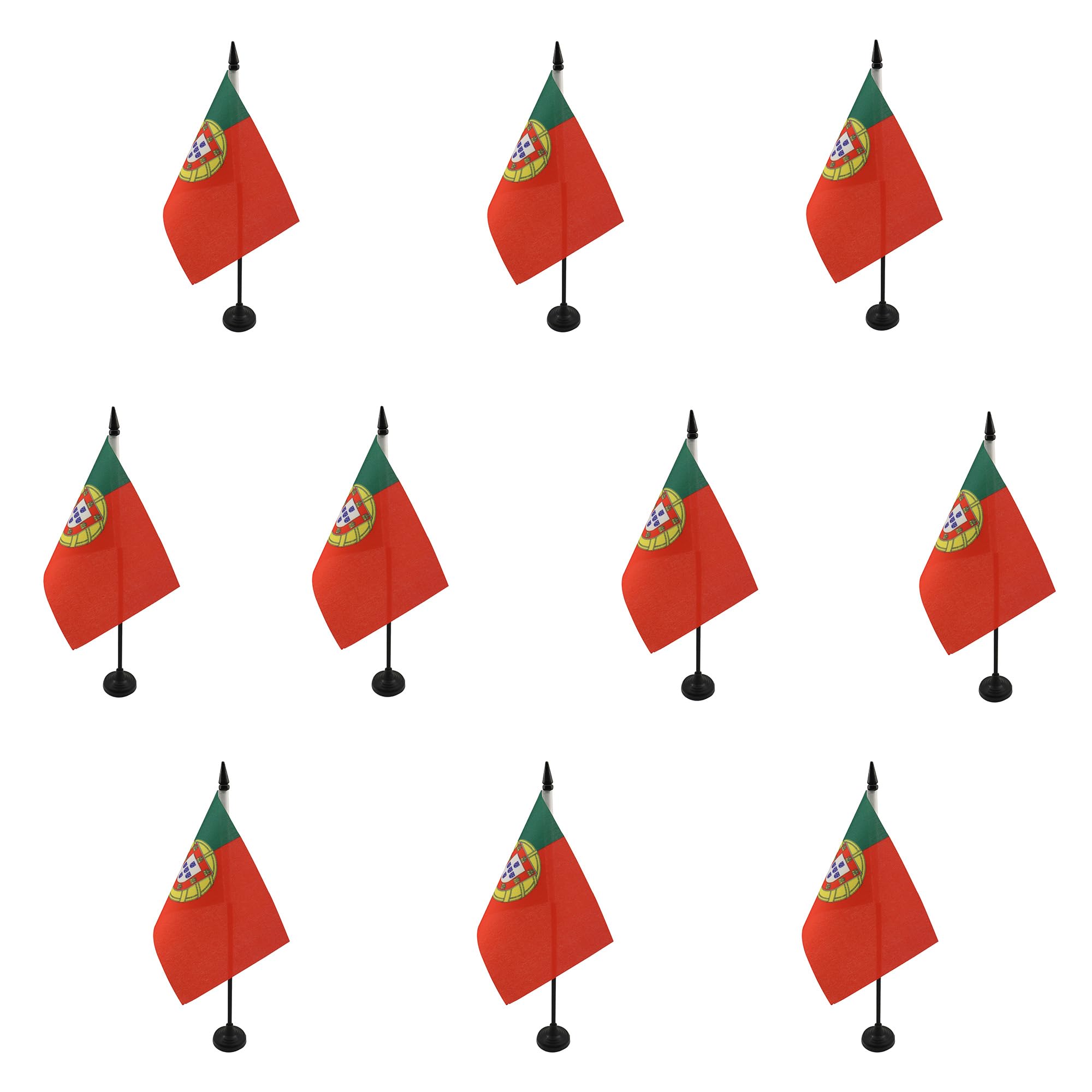 AZ FLAG Pack of 10 Portugal Table Flags 4x6 in 100D Polyester Plastic Base